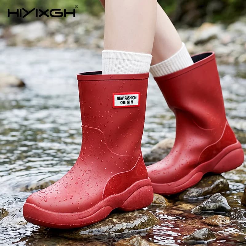 Fashionable Outdoor Waterproof Anti-slip Thick Bottom Comfortable Lightweight Rain Boots for Women Summer New Style Hiking Boots