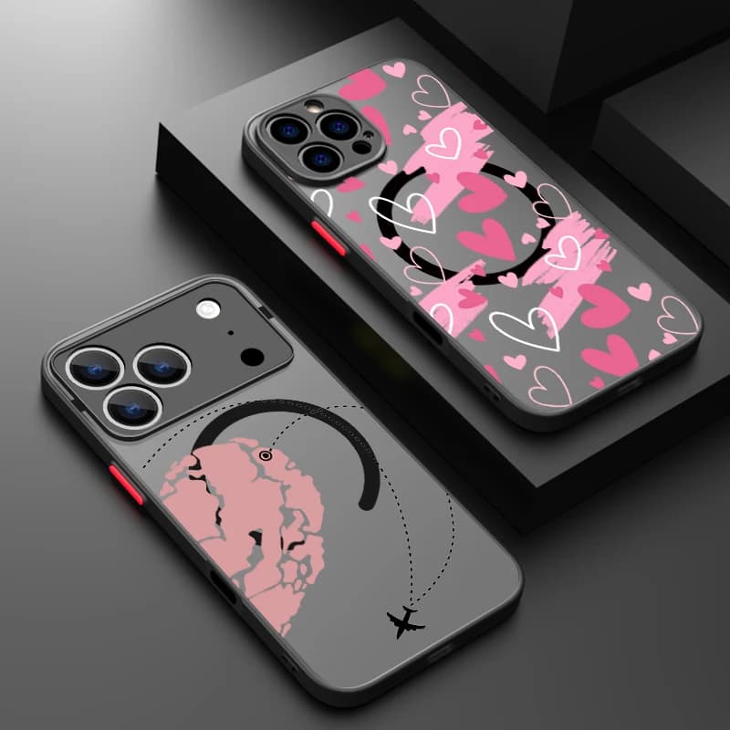 Custodia Magnetica con Stampa Cuore per iPhone 17e 17 16 15 Pro Max 14 13 Pro 16e 11, Cover in Acrilico Compatibile con Ricarica Wireless MagSafe