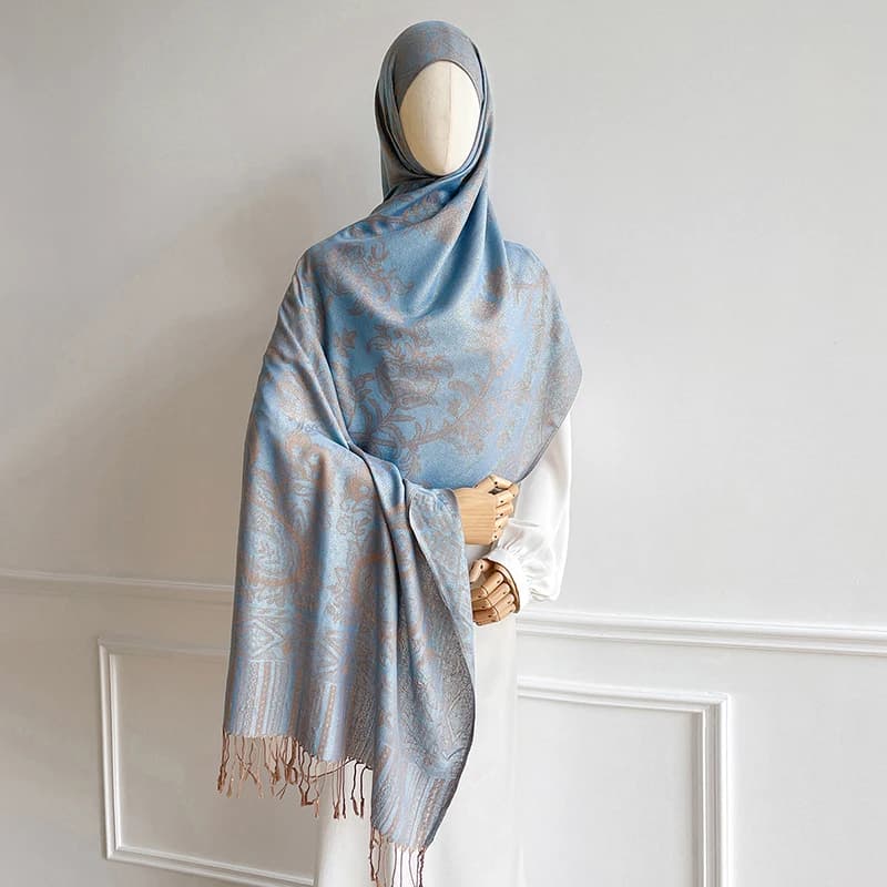 1 pz stile bohemien donna hijab musulmano sciarpa calda invernale jacquard fascia Ramadan Bufanda lusso tutti i giorni