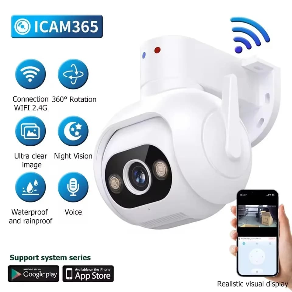 Mini 360 da 4 MP ° Telecamera di sicurezza IP esterna Wifi Visione notturna a colori Rilevazione umanoide Telecamere CCTV HD per baby monitor IP PTZ