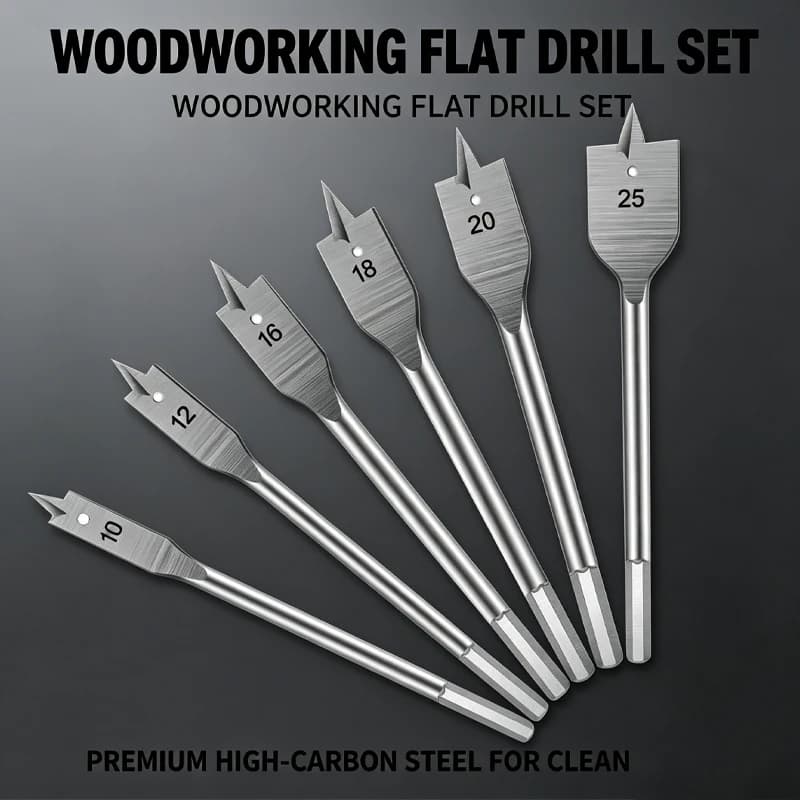 Woodworking Three-point Bit Flat Drill Bits Set Drawer Door Lock Boring Tool Wood Board Flat Drill Hole Enlarger Combination