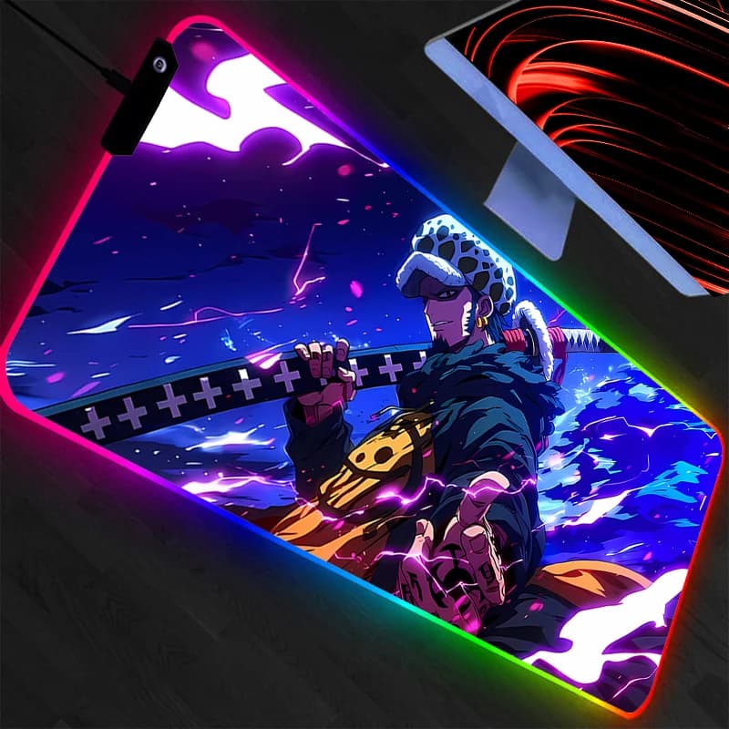 Tappetino per mouse RGB One Piece, accessori da gioco retroilluminati, tastiera da gioco per mini PC, tappetino per mouse da scrivania a LED, resistente