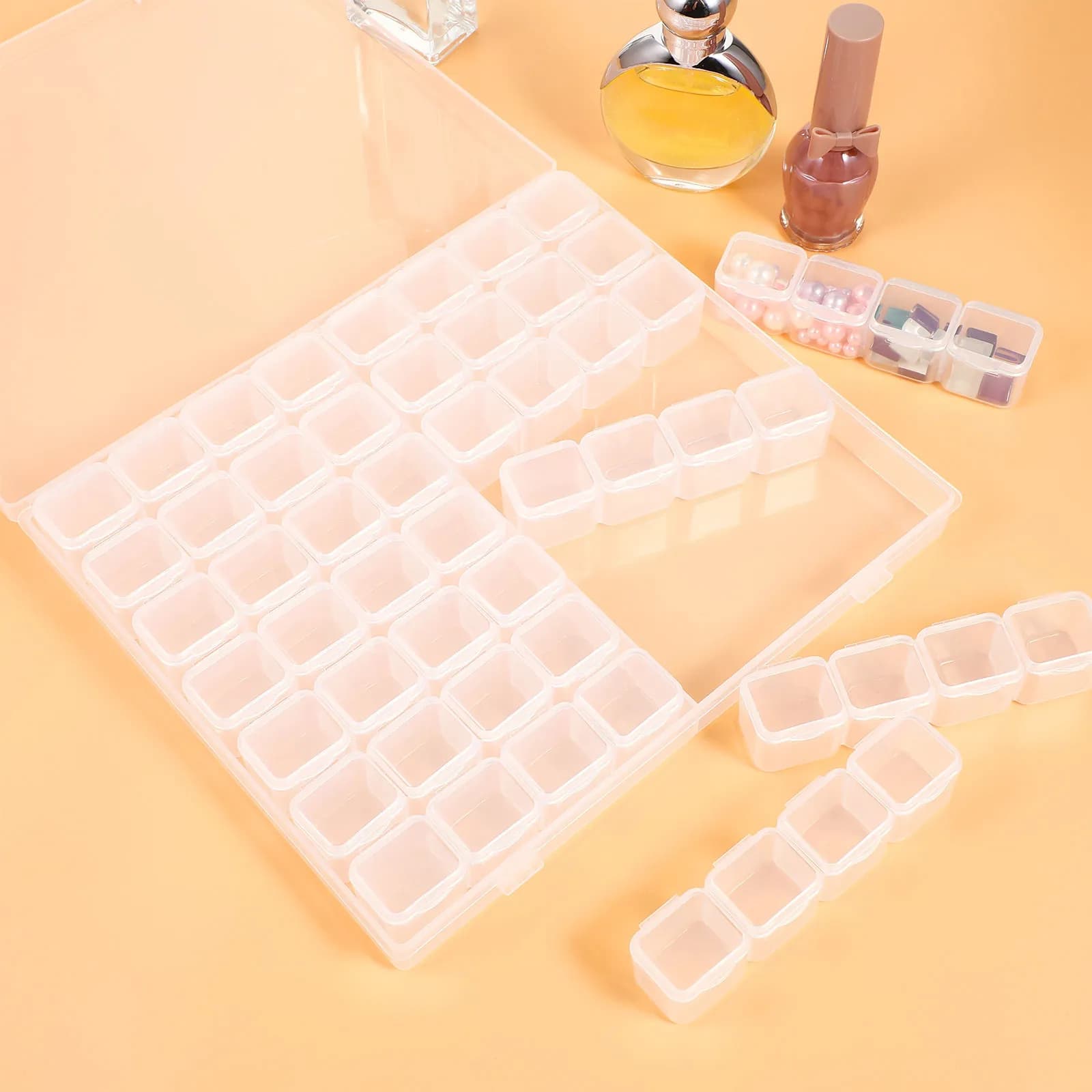 Scatola Organizzatrice per Nail Art in Plastica con 56 Scomparti, Contenitore Trasparente per Gioielli, Perline e Charm, Accessori per Manicure