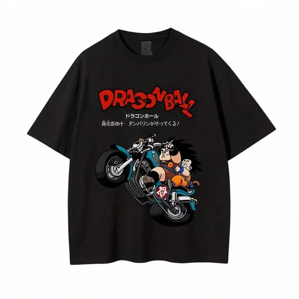 T-shirt da uomo con stampa anime giapponese Dragon Ball, T-shirt Harley Cooku in cotone, stile pop street, a maniche corte, bianca