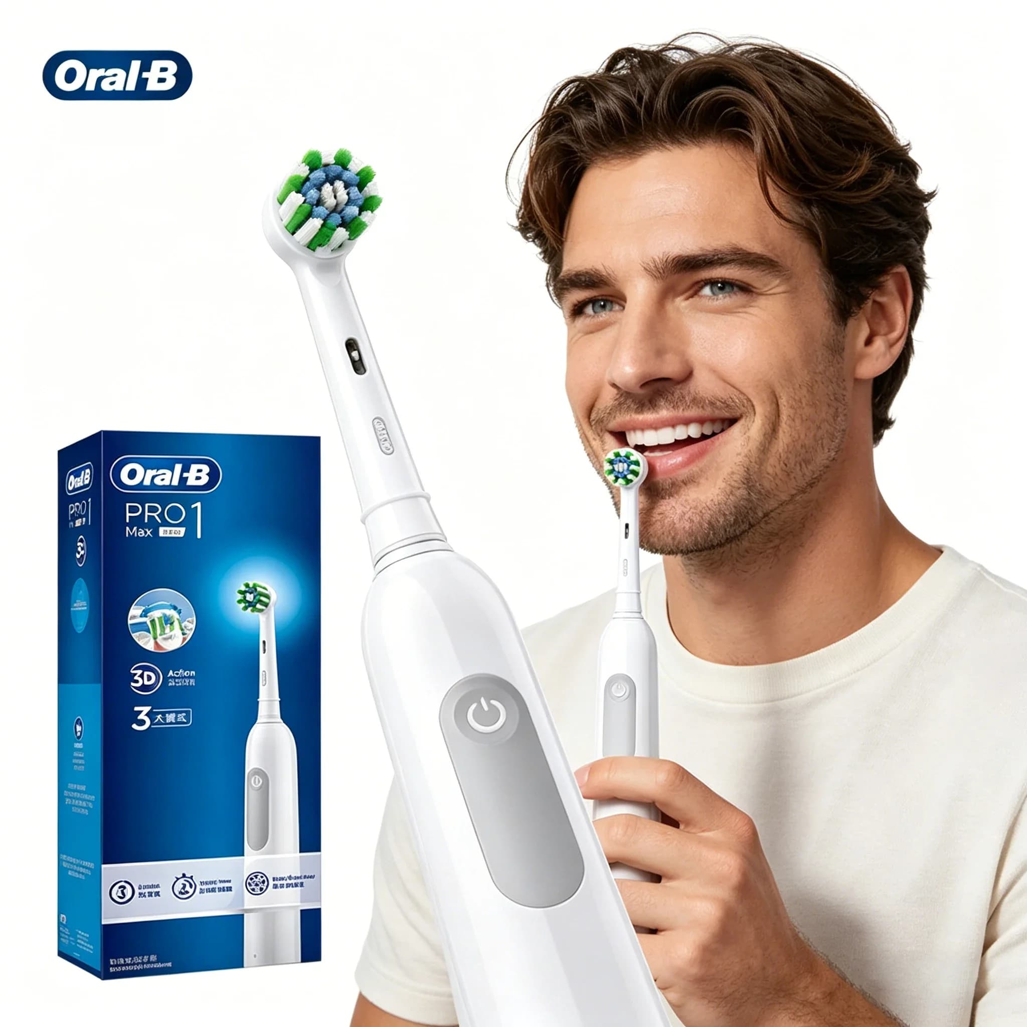 Spazzolino Elettrico Oral B Serie Pro Pro1 Max 3D Ricaricabile per Adulti, Rotante, Impermeabile con Timer