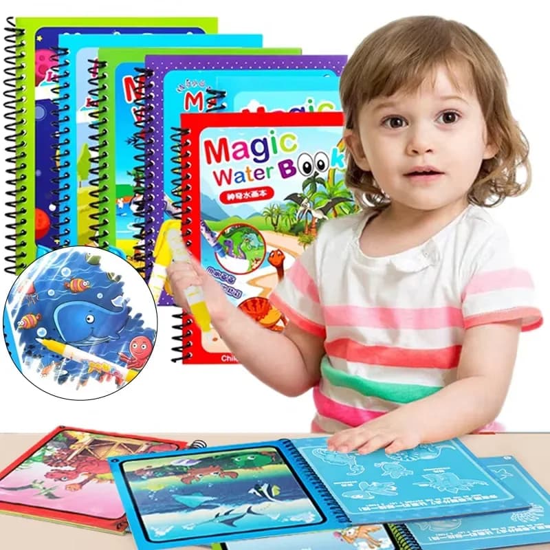 Children's Animal Cartoon Painting Book Watercolor Painting Magic Book Reusable Sensory Early Education Puzzle Drawing Toys