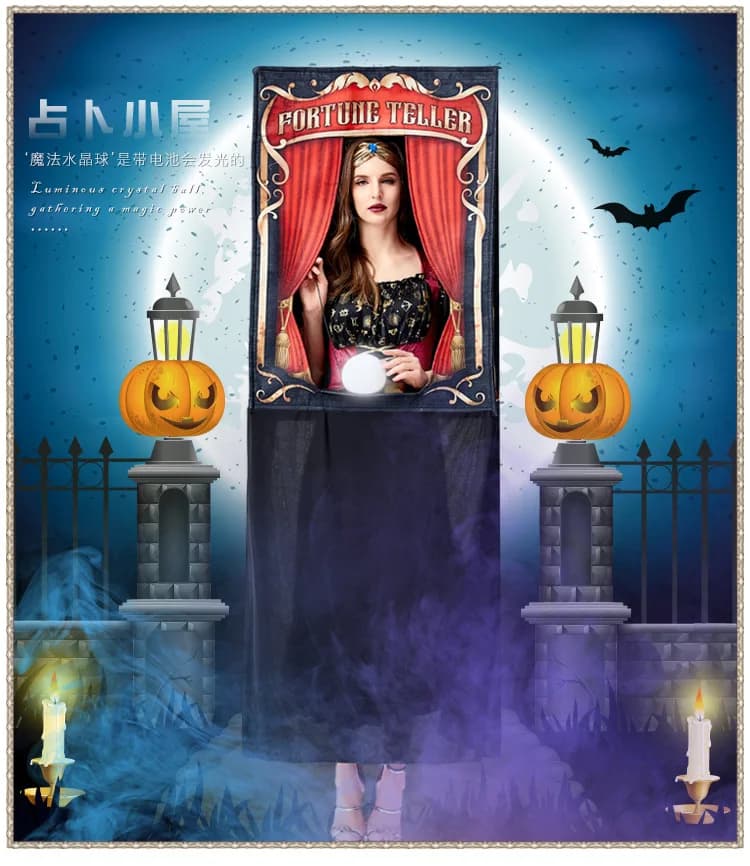 Circus Gypsy Predictor Outfit Women Halloween Fortune Teller Booth Costume Funny 3D Print Outfits Carnival Party Fancy Dress Up