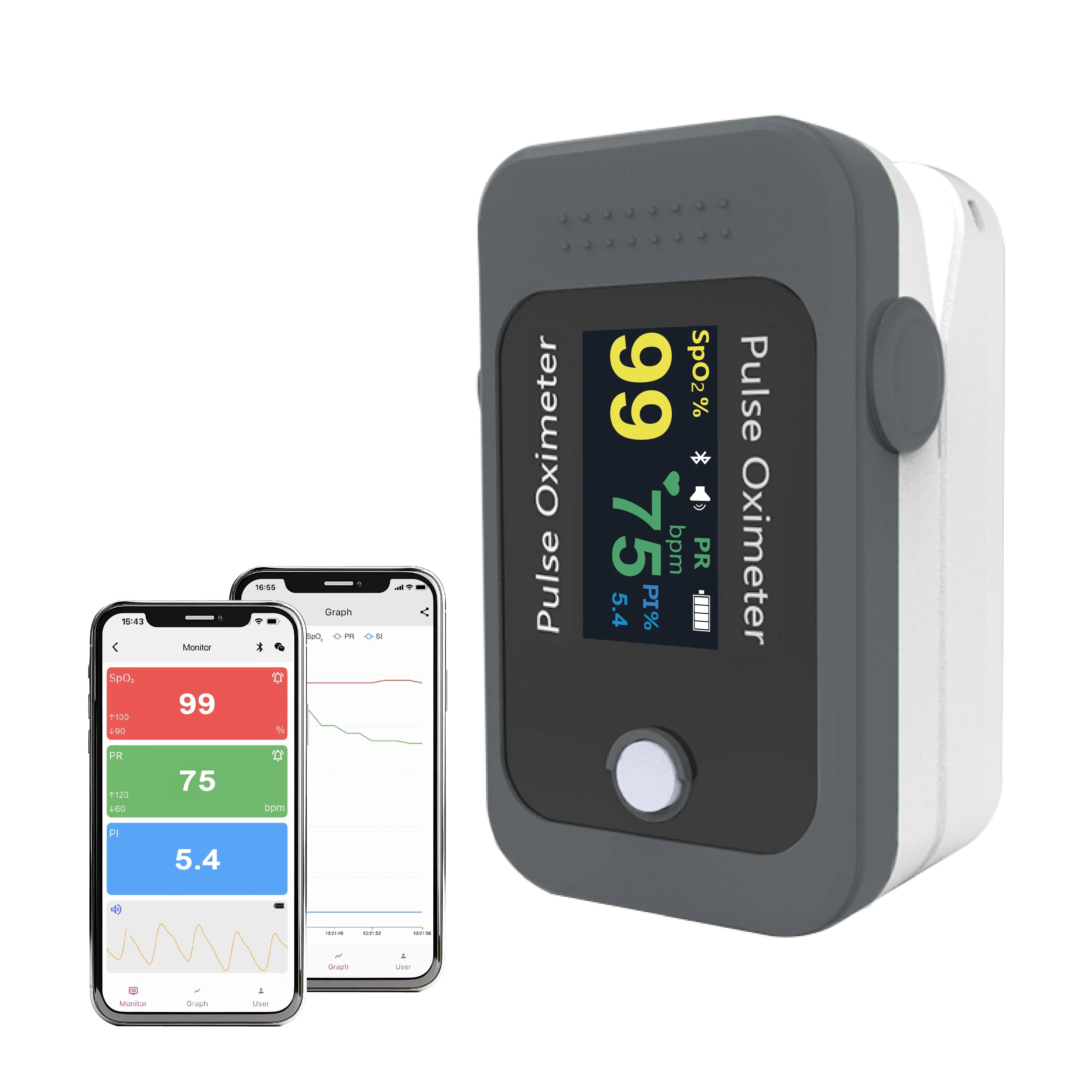 Bluetooth BERRY BM1000C with TFT Screen, Monitor SpO2 PR PI, Tracker Health for Home and Sport