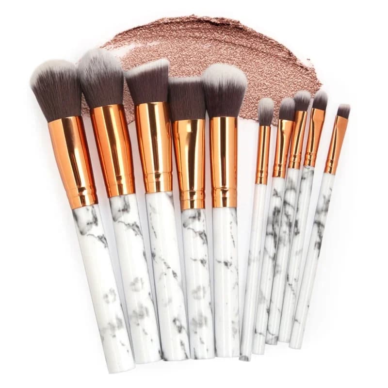 Set di pennelli per trucco da 10 pezzi/set, linee di marmorizzazione, ombretto professionale, labbra, sopracciglia, fondotinta in polvere, kit di pennelli per trucco