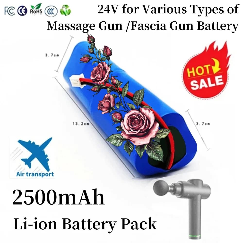 Batteria ricaricabile agli ioni di litio da 24 V 2500 mAh recentemente aggiornata per pistola da massaggio Phoenix A1, pistola a fascia
