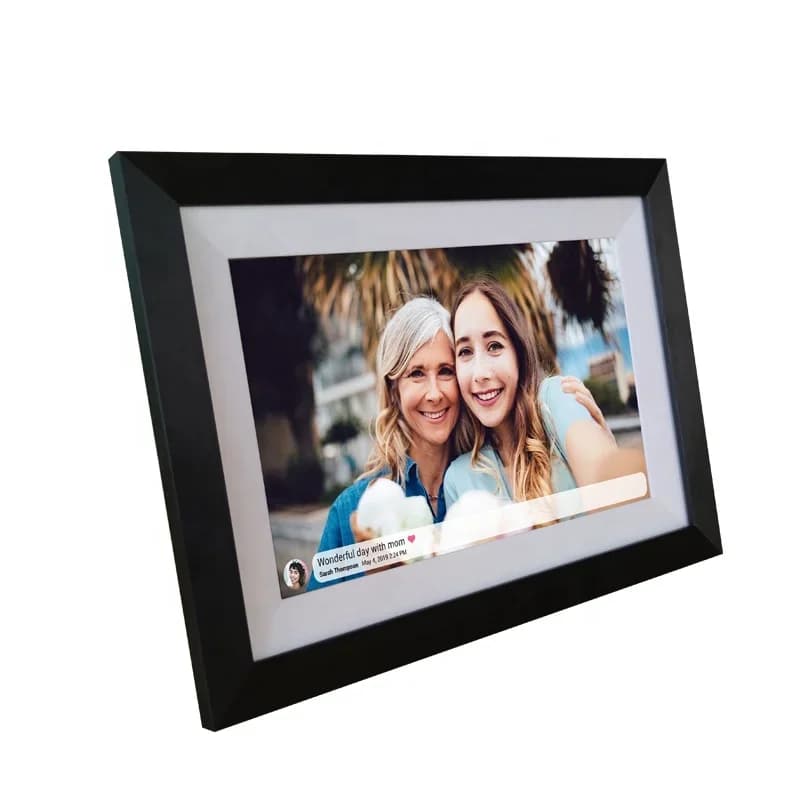 Cornice Digitale in Legno 2026 con Schermo HD da 10.1 Pollici, Wi-Fi e Touch Screen, Compatibile con App Frameo
