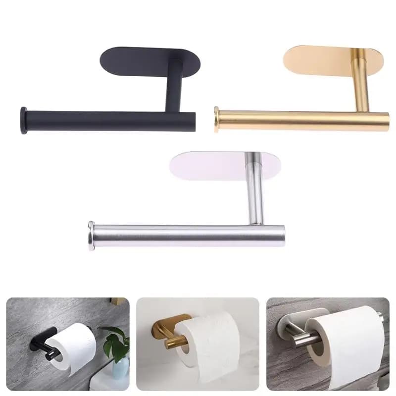 Porta asciugamani autoadesivo senza punzonatura Porta rotolo di carta igienica in acciaio inossidabile Supporto universale per cucina domestica e bagno