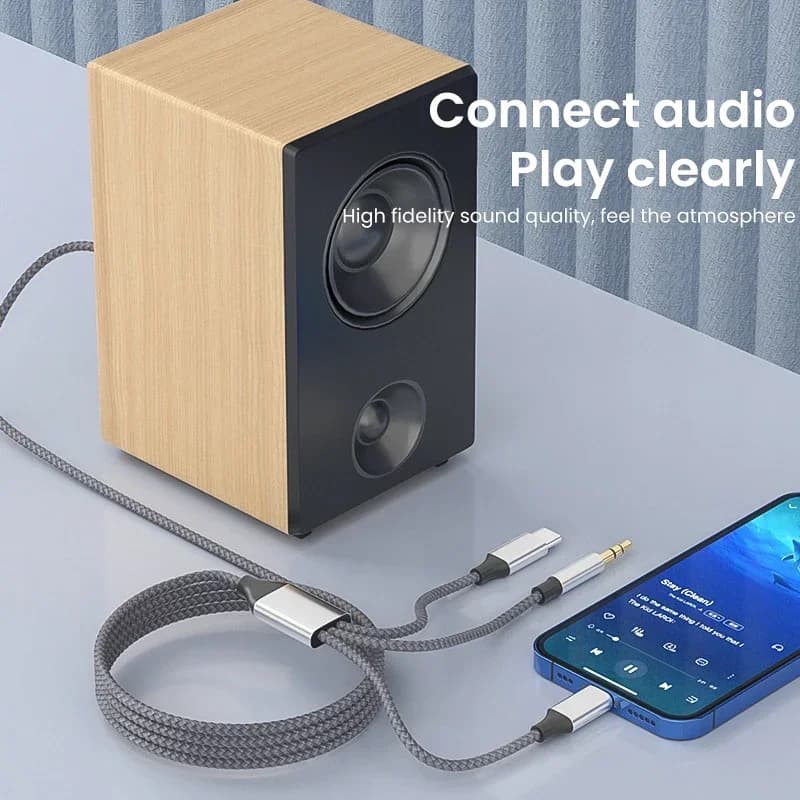 3.5mm/8Pin/Type C 3in1 3.5mm Jack Aux Cable for iPhone iPad Tablet Car Speaker Headphone Audio Adapter for Huawei Samsung Xiaomi
