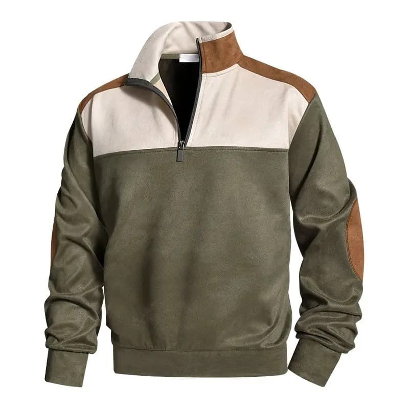 Spring Fashion 3D Comfortable Casual Business Style Hoodie Collared Jacket Patchwork Design Men's Sweatshirt Polyester Cotton
