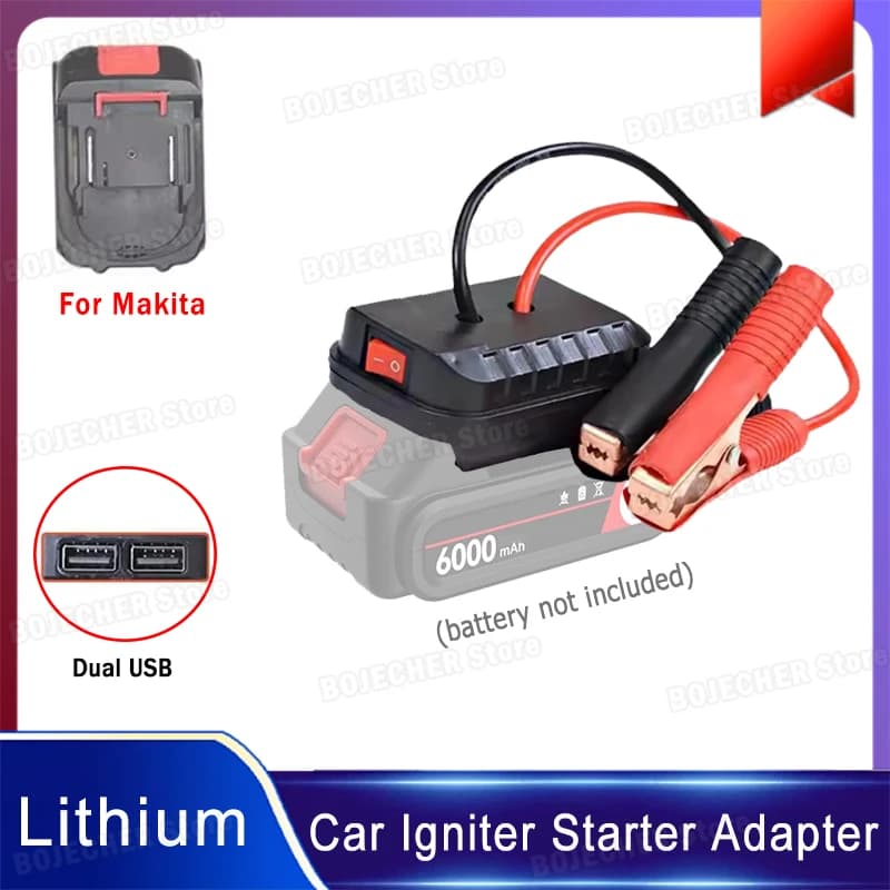 Amplificatore di avviamento batteria per auto per batterie Makita Adattatore di avviamento accenditore per auto con doppie porte USB Illuminazione di avviamento di emergenza