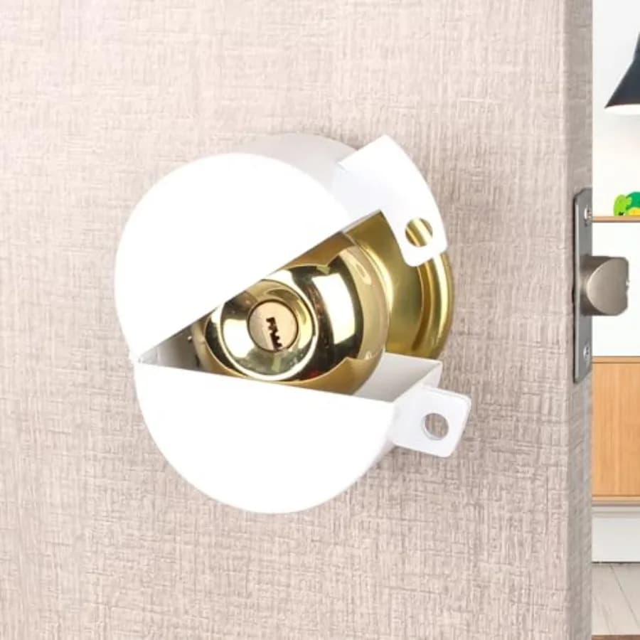 Door Knob Lockout Device Child Safety Doorknob Locking Cover Door Handle Lock, Prevents Access to Keyholes, Turing and Operatin