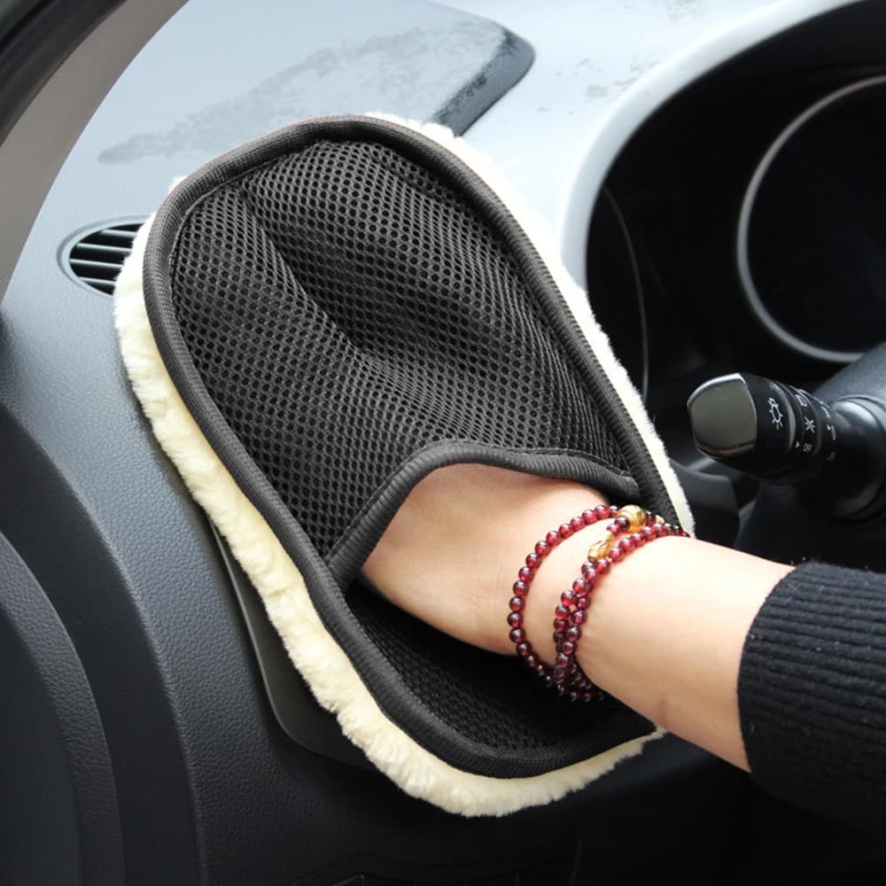1PC Guanti per lavaggio auto Imitazione di lana Velluto Prodotto di bellezza per auto Vernice Panno per pulire Ceretta Guanto ispessente per il lavaggio Lucidatura