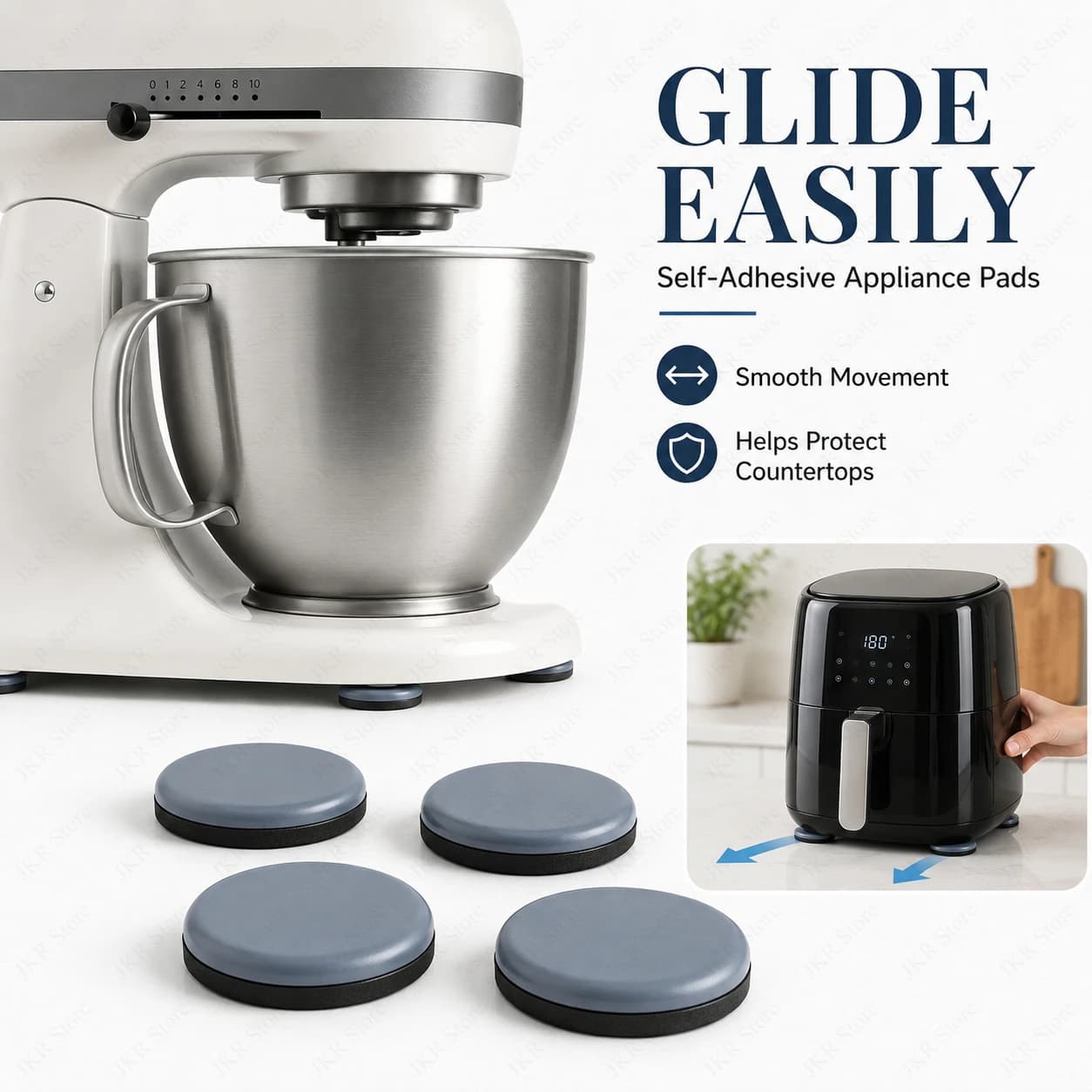 Self Adhesive Kitchen Appliance Moving Pads Slider Feet for Air Fryer Coffee Maker Pressure Cooker Mixer Countertop Use