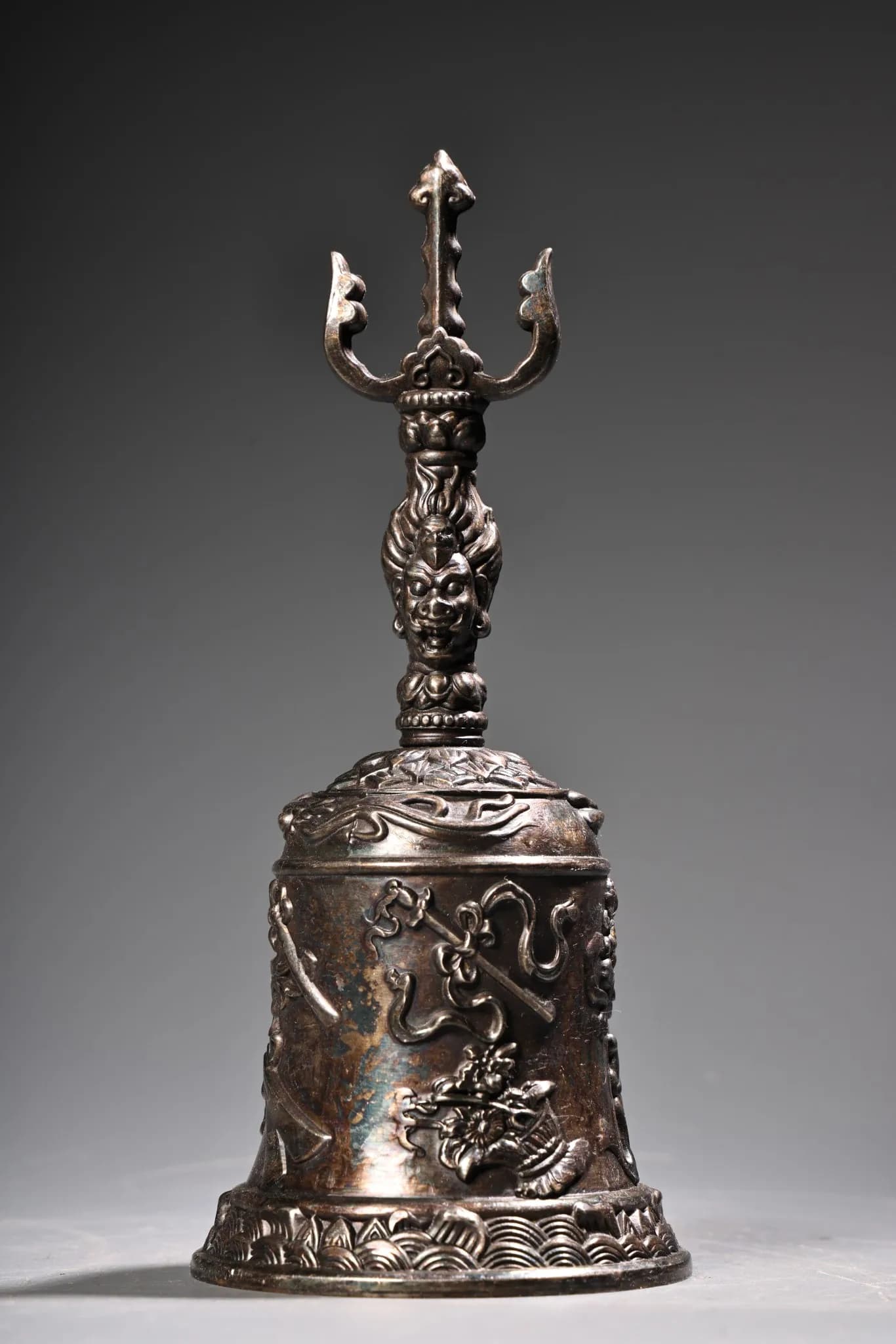 Tibetan Good Luck Bell - Exquisite Relief Craftsmanship, Pure Copper Decorative Tabletop Ornament for Living Room