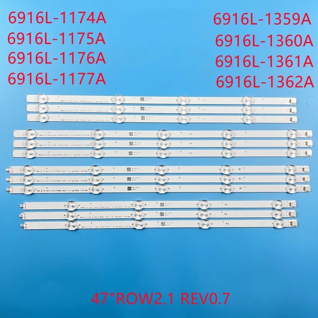 12 pezzi/set Nuovo Full Retroilluminazione Array LED Strip Bar Per 47LN540V 47LN613V 47LA620V 47LN5758 47LN5757 47LN575R-ZE LC470DUE