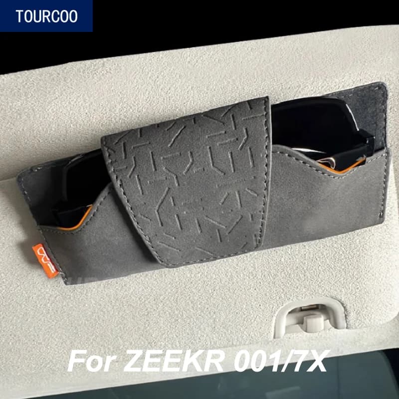 Per ZEEKR 001/007/X/009/7X Scatola portaoggetti per occhiali da sole in pelle scamosciata Accessori interni modificati