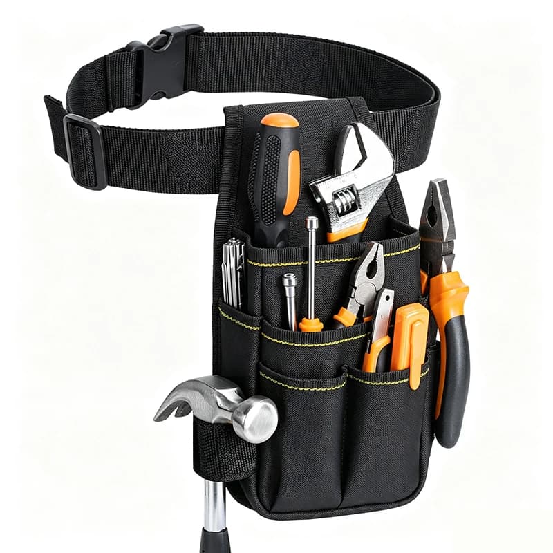 TKIGZNW Pocket Tool Pouch,6-Pouches and 9 Screwdriver Loops Construction, Heavy-Duty Tool Bag with Adjustable Belt for Electrici