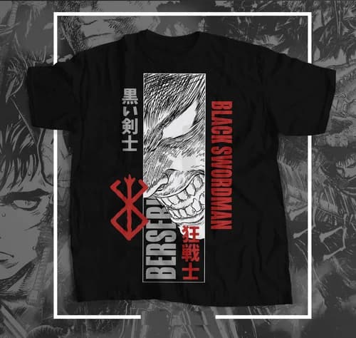 Griffith Casca Japanese Anime Berserk Guts Black Swordsman Man Slayer T-Shirt