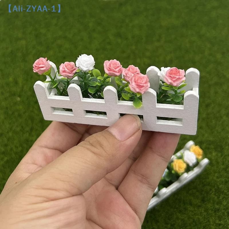 【ZYAA-1】1 pezzo di decorazione da giardino con fiori artificiali realistici, piante in vaso in miniatura, ornamento per casa delle bambole in scala 1:12