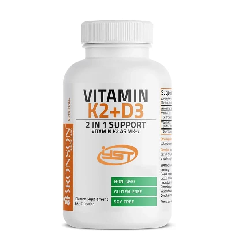 Vitamin K2 (MK7) with D3 supplement, formula not genetically modified 90 micrograms Vitamin K2 MK-7 and 5000 IU Vitamin D3