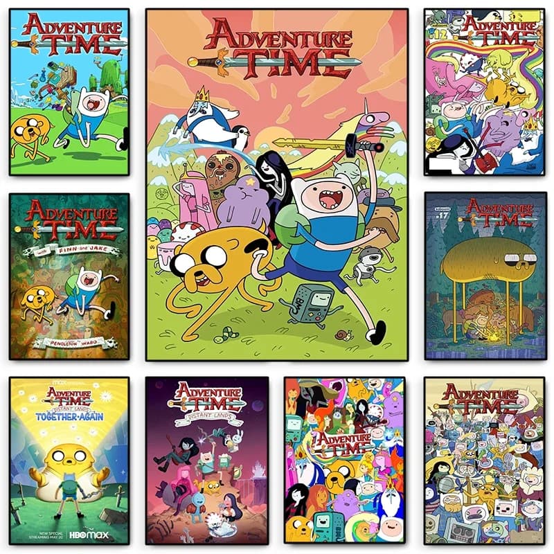 Cartoon Adventure Time Classic Movie Posters Print Canvas Painting Fancy Wall Art Picture for Living Room Bar Home Decor Mura