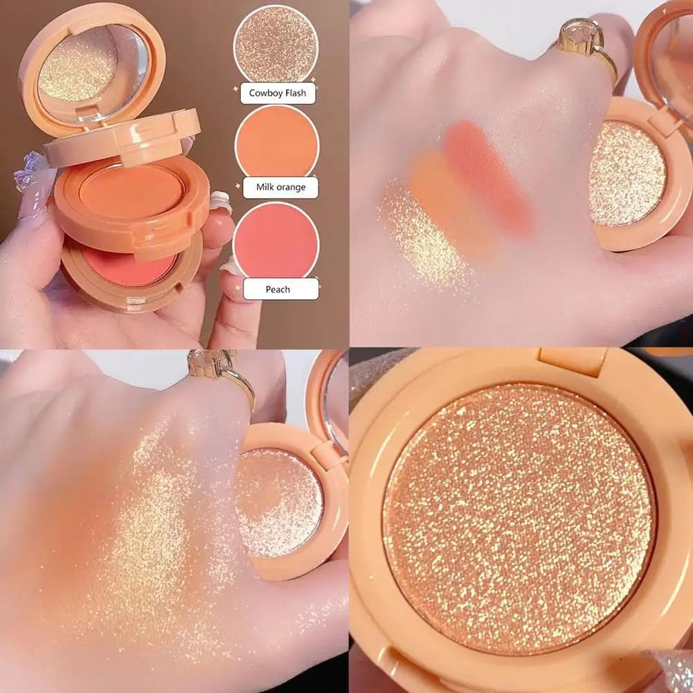 Palette makeup 3 in 1, matt, perlescent, glitter, blush, illuminating, contouring, 3-layer palette, long-lasting face cosmetics