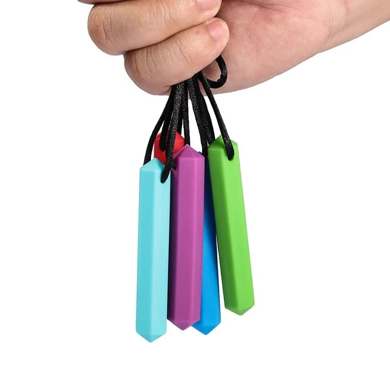5PCS Massaggiagengive per bambini Collana da masticare sensoriale Massaggiagengive in silicone per la dentizione Autismo Mordere Masticare Cura del bambino Ciuccio Ciondolo
