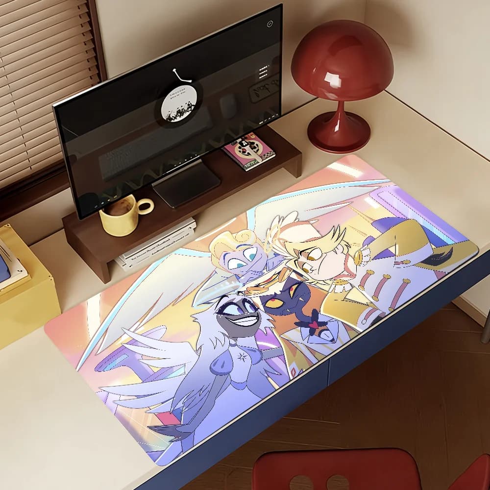 Tappetino per mouse Cartoon H-Hazbin Hotel, tappetino per computer in gomma antiscivolo, decorazione per gamer, tappetino da scrivania per laptop, ufficio, grande