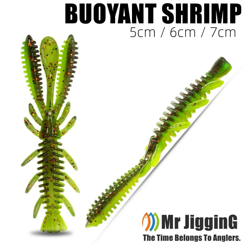 Mr JigginG Galleggiante Gamberetti Galleggiante Esca da pesca morbida NED Rig Wobblers Gamberetti Swim Lure Jig Salt Swimbait con attrattivo di pesci
