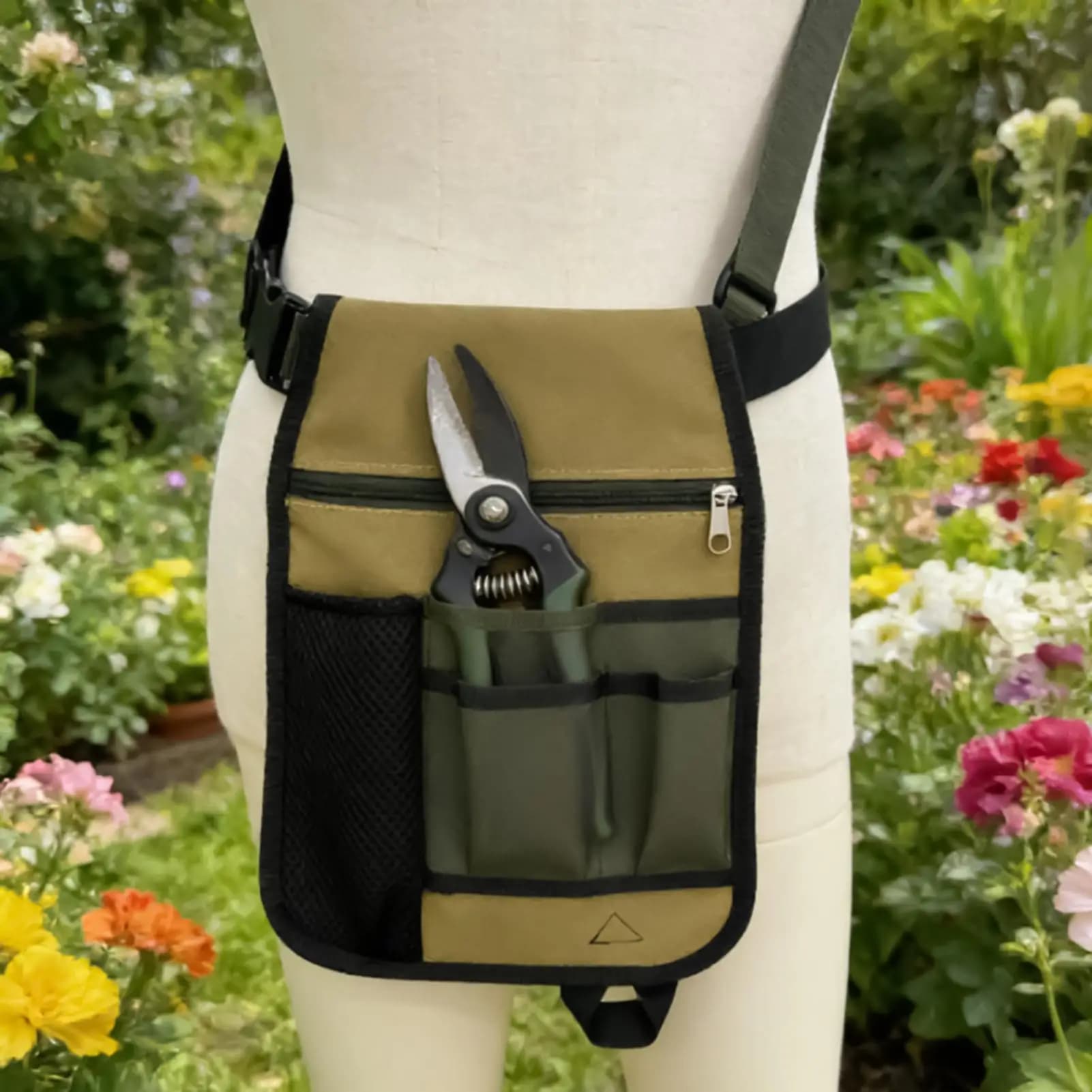 Cintura Porta Attrezzi da Giardino Regolabile Unisex con Tasche Multiple, Ideale per Giardinaggio, Regali, Idraulici e Fiorai