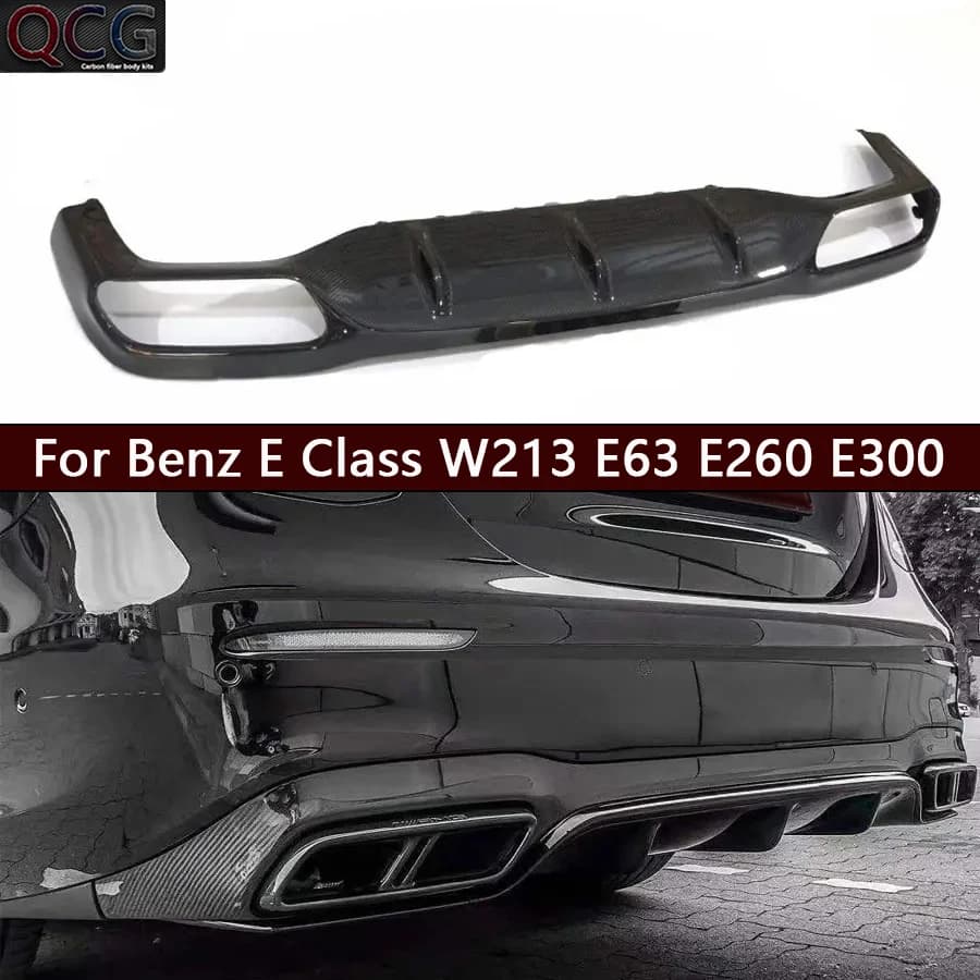 For Mercedes Benz E Class W213 E63E300Carbon Fiber Back lip Car Rear Bumper Diffuser Splitters Spoiler Car Accessories body kit