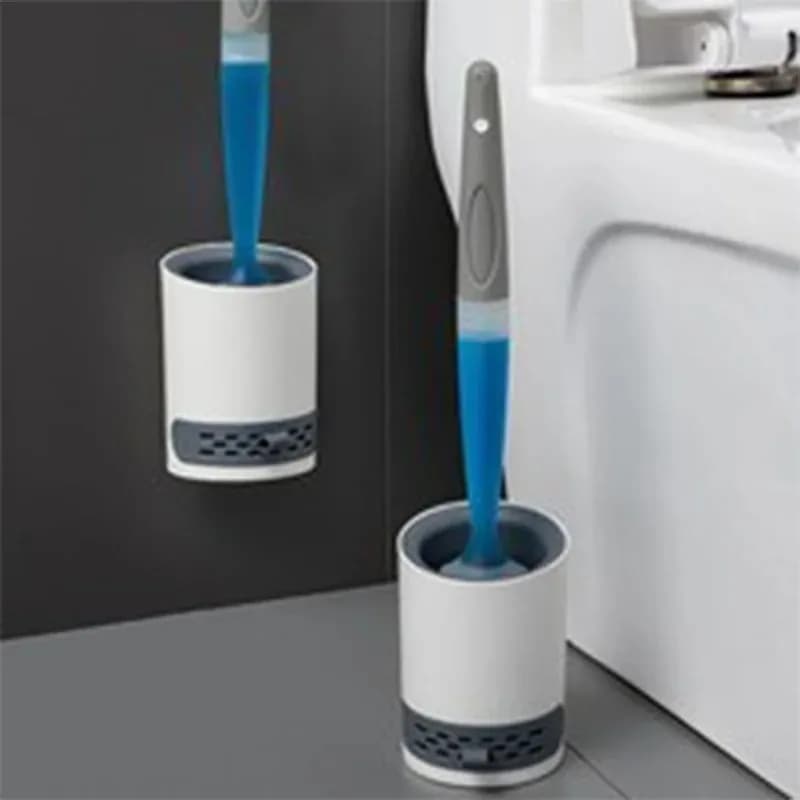 Soft Bristle Toilet Brush Set with Holder Long Handle Plastic Household WC Cleaning Tool for Bathroom Deep Toilet Cleaning
