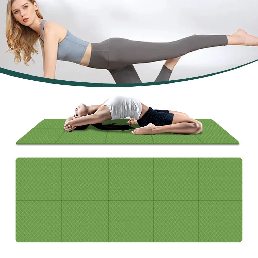 Foldable Yoga Mat Folding Fitness Exercise Mat Double Sided TPE Pilates Mat Multifunction for Yoga Pilates & Floor Workouts
