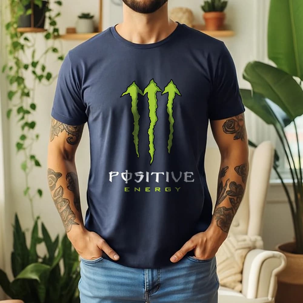 T-shirt Oversize da Uomo Nuova Collezione 2026 in Cotone 100% con Grafica Estetica Energy Drink, Artiglio di Mostro, Energia Positiva e Pop Culture - Maglietta Casual