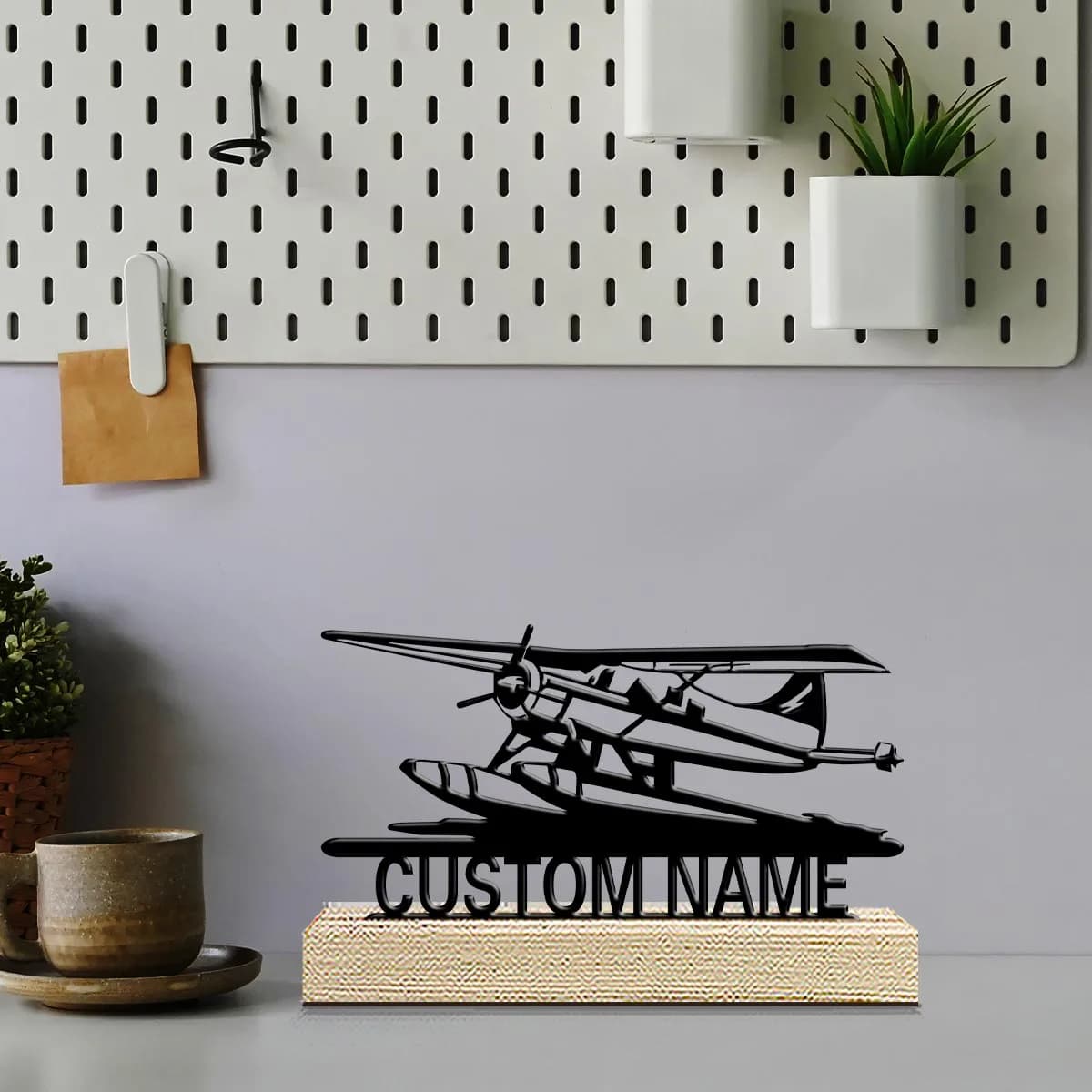 1pc Personalized Iron Desktop Ornament Custom Content With Wooden Base Festival Ornaments and Decorations