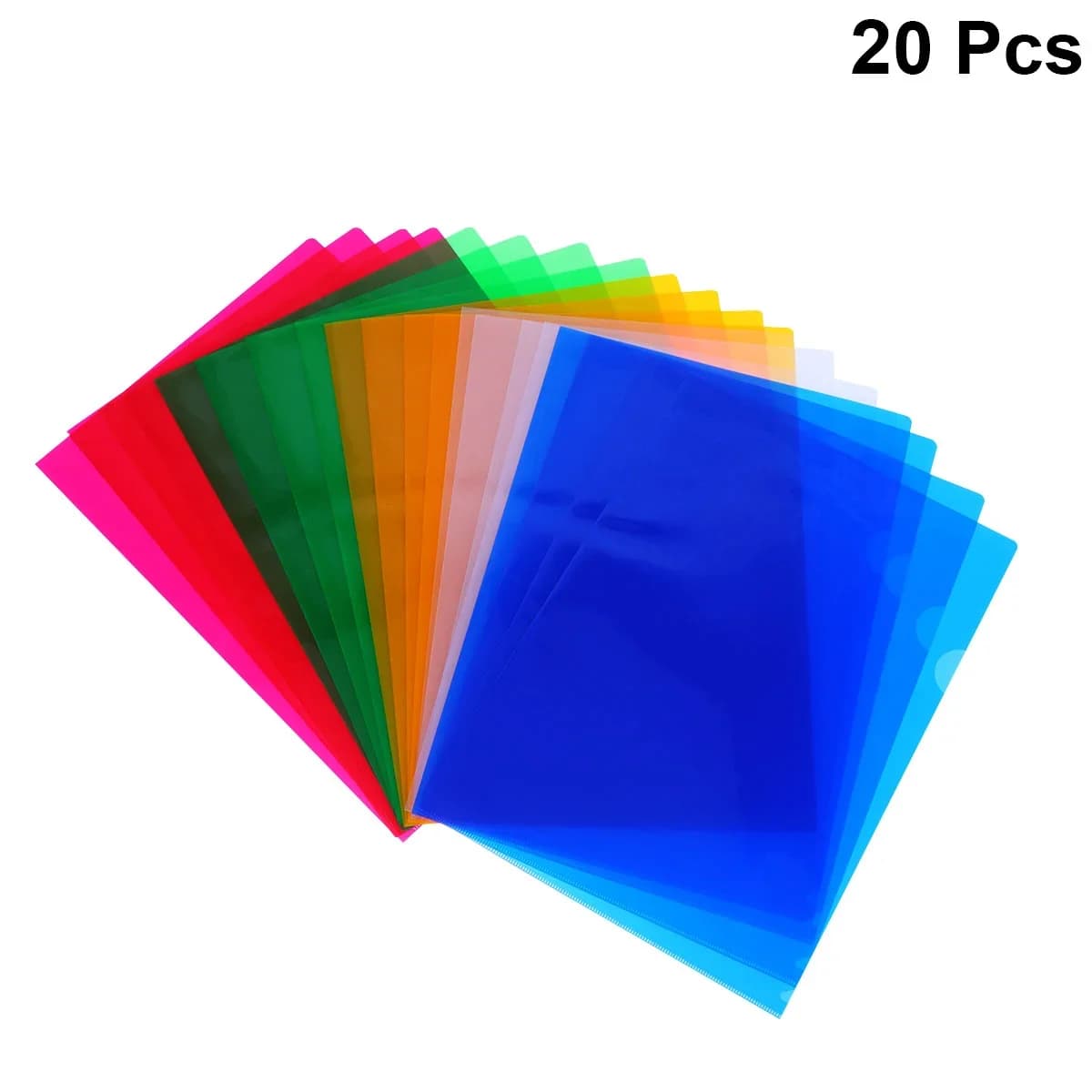 Cartella per documenti da ufficio da 20 pezzi Cartella per file in plastica singola Cartella per carta Cartella in plastica a forma di L (colore misto)
