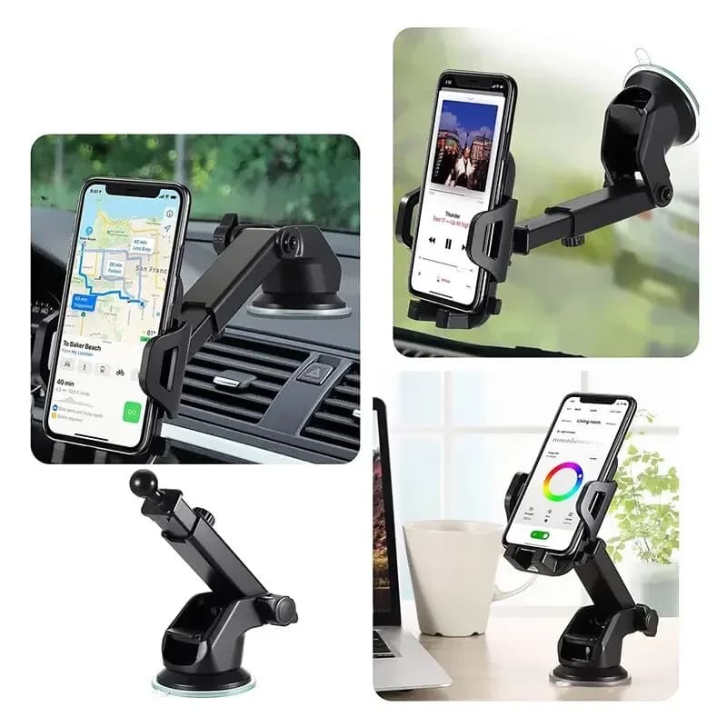 Supporto universale per telefono da auto con ventosa 360° ° Supporto per Cruscotto Auto per Smartphone e GPS, Montaggio sul Parabrezza