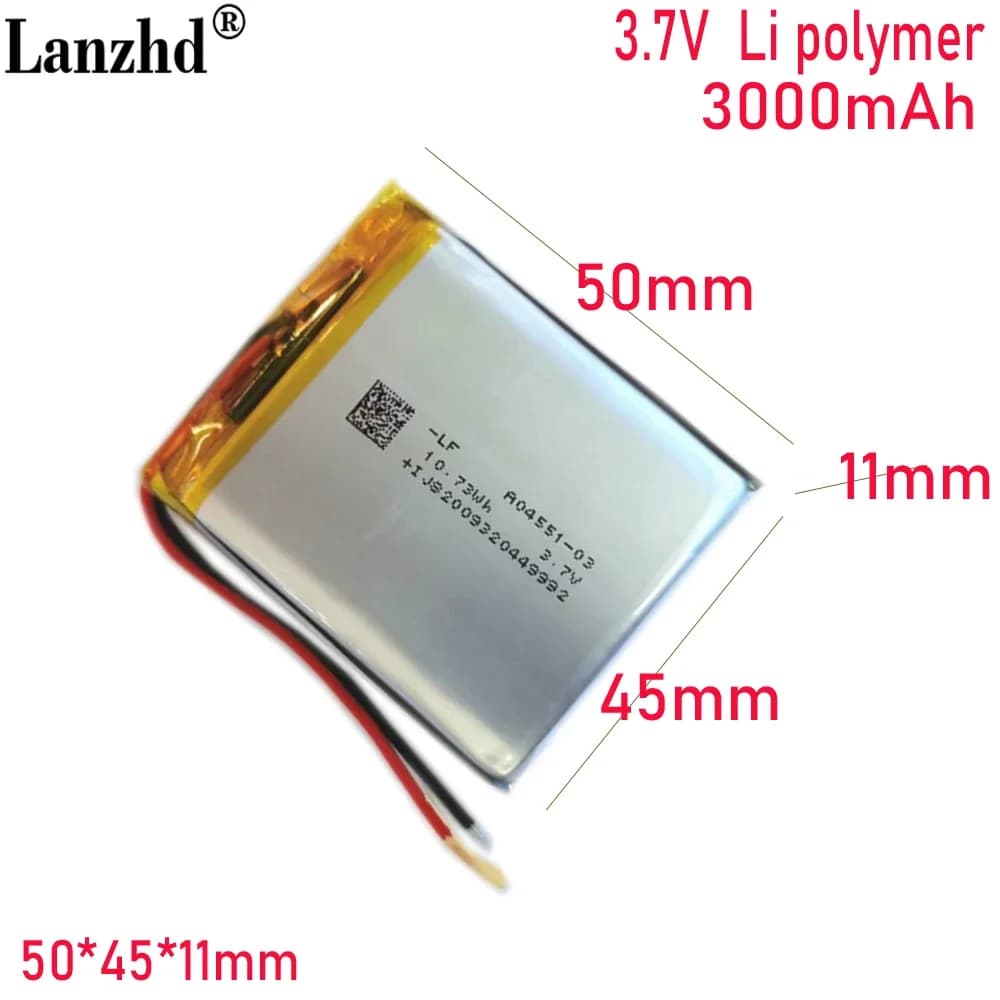 Batteria al litio polimerica da 3.7V 114550 3000MAH per apparecchiature di monitoraggio del campanello video Warm treasure smart alarm clock