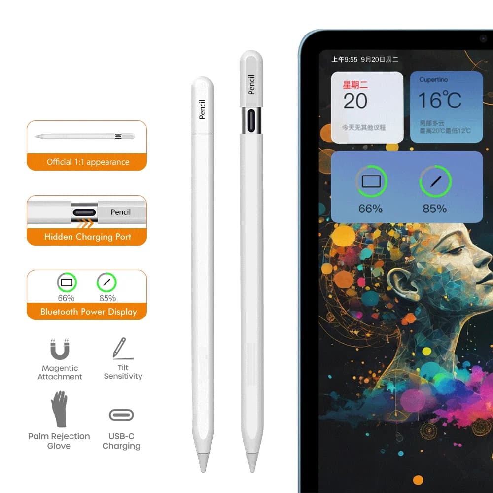 Per Apple Pencil Pro Tip Touch Pen per iPad 11 13 M2 M3 M4 Mini 7th 9th 8t Tablet Stylus Pen Tipo C Ricarica Lapiz Para Pantalla
