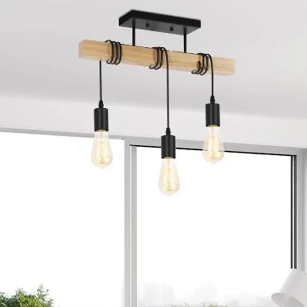 Lampadario Moderno in Legno JOYINLED, Lampada a Sospensione Creativa per Sala da Pranzo, Cucina, Isola, Ristorante