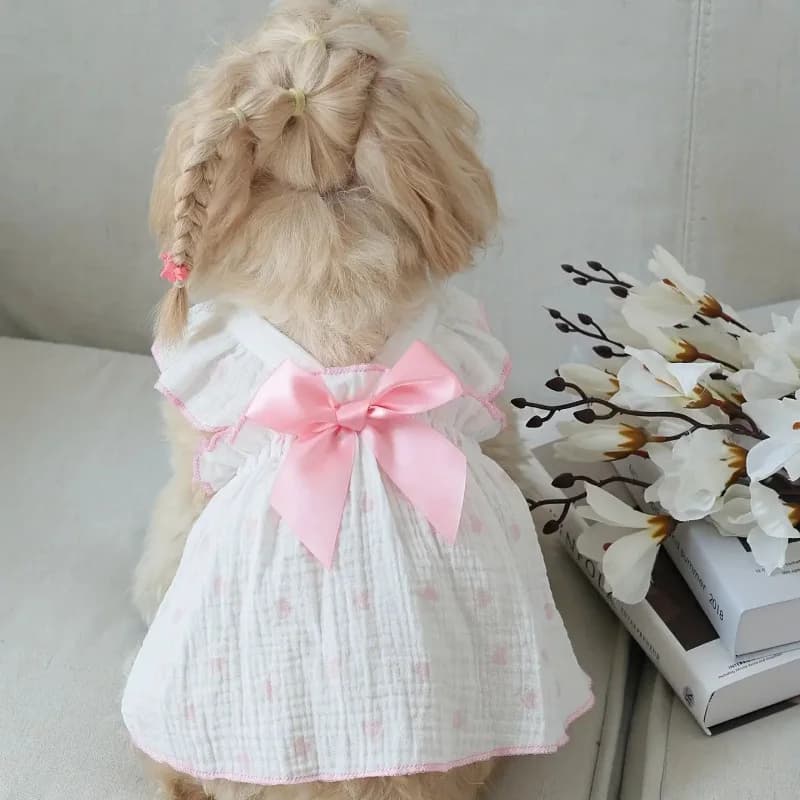 Vestiti e accessori per animali domestici per cani, gatti, orsetti di peluche, Pomeranian, giocattoli di peluche, gatti, cuori, in tessuto di cotone per la primavera e l'estate