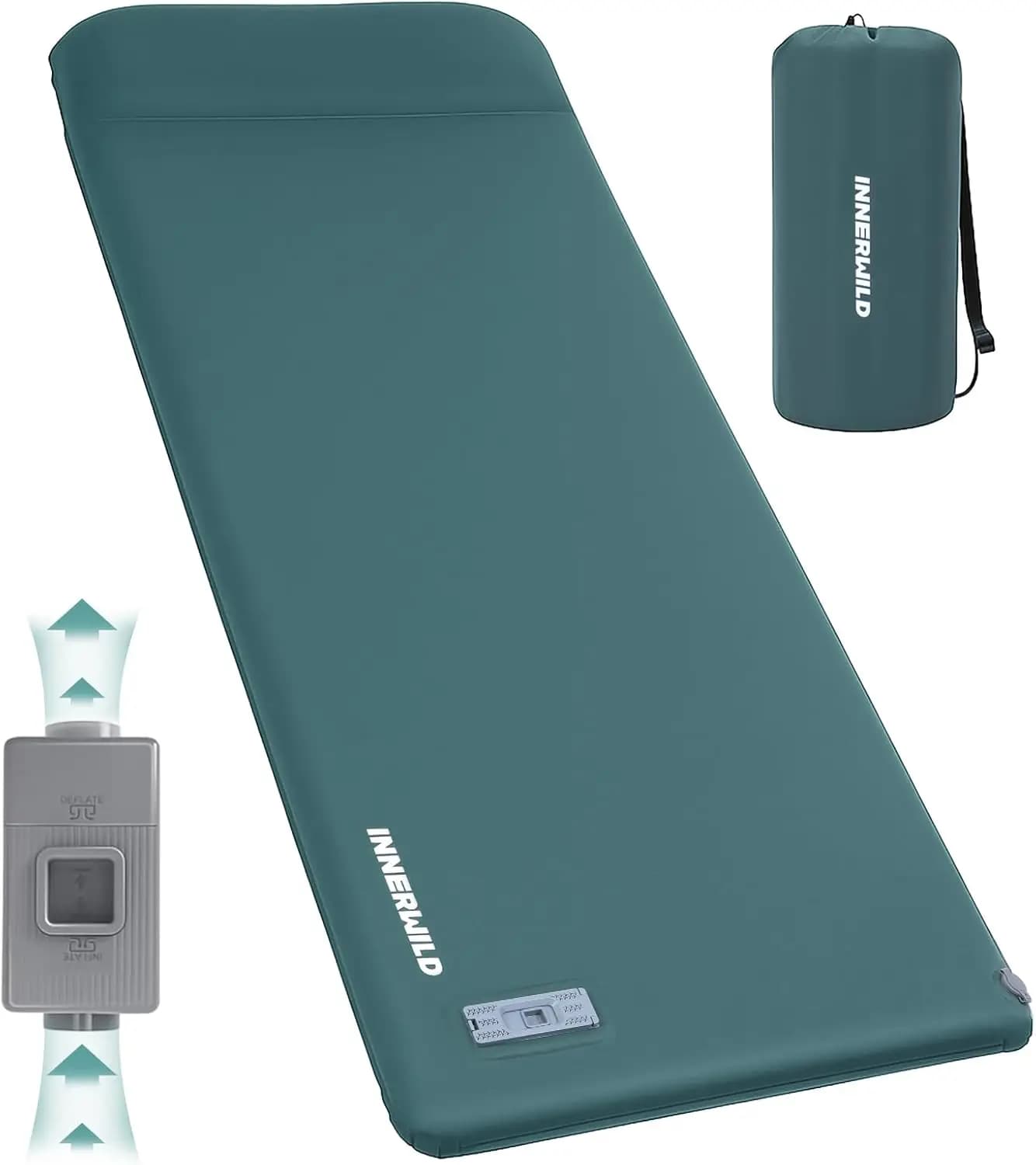Materassino Autogonfiabile per Campeggio, Spessore 8 cm, Materasso in Memory Foam con Pompa Elettrica USB-C e Cuscino, 4 Stagioni