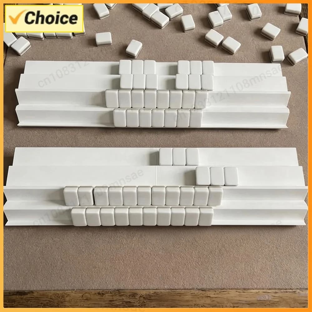 Folding Double Mahjong Rack Set with Exposure Area Mahjong Tile Rack White Mahjong Tile Holders for American Mahjong