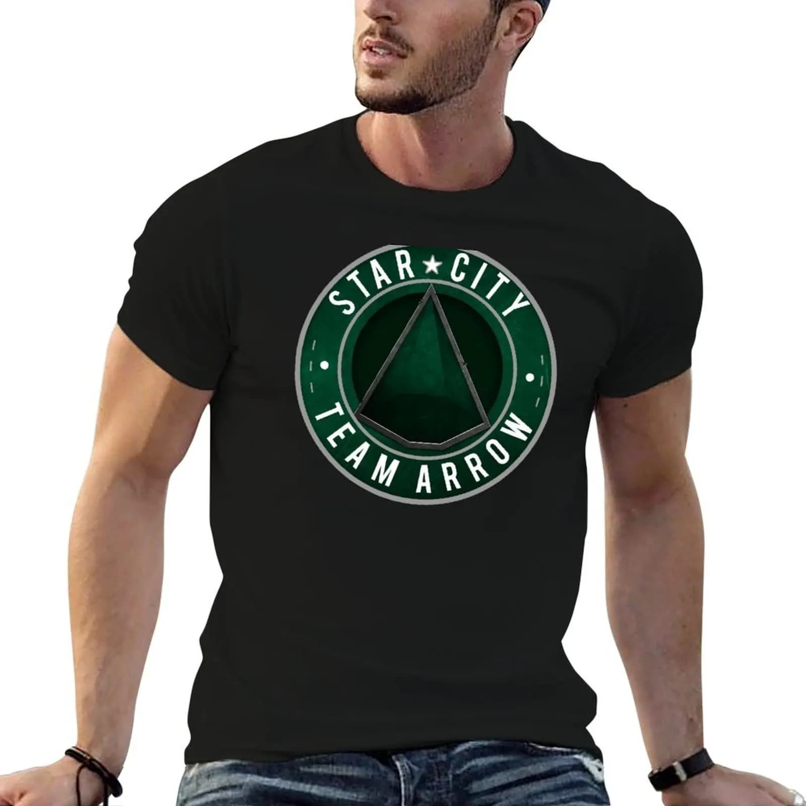 Star City: T-shirt Team Arrow, maglietta da uomo, t-shirt da uomo casual, t-shirt da uomo semplice