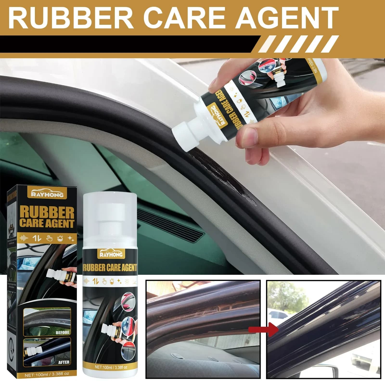 Agente per la cura della gomma per auto Rinnovatore Spray per la cura Cera liquida per auto Agente per lucidatura Agente per la cura Detergente per auto Agente protettivo Cura dell'auto